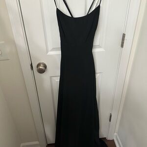 Black Maxi Formal Dress with Crossback Straps
